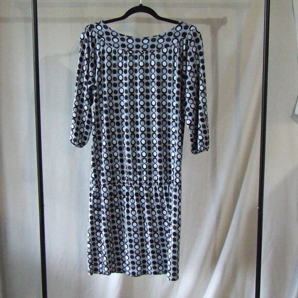 BCBGMaxAzria dress polka dot blue black brown medium pull over graphic dots - Picture 8 of 15